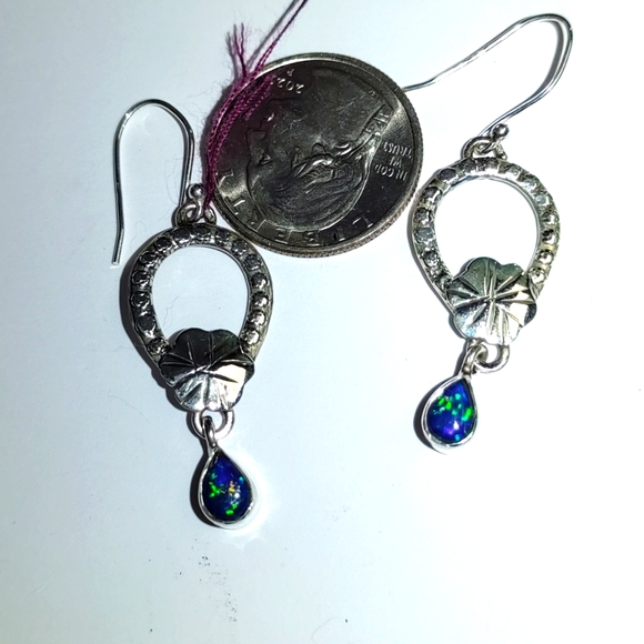 New Sterling silver blue opal earrings - Picture 1 of 6